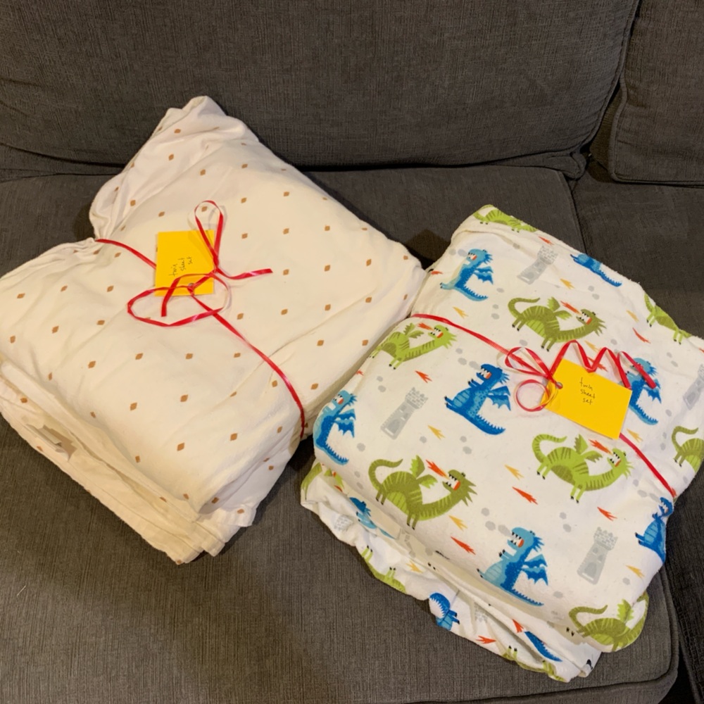 Two sets of twin flannel sheets